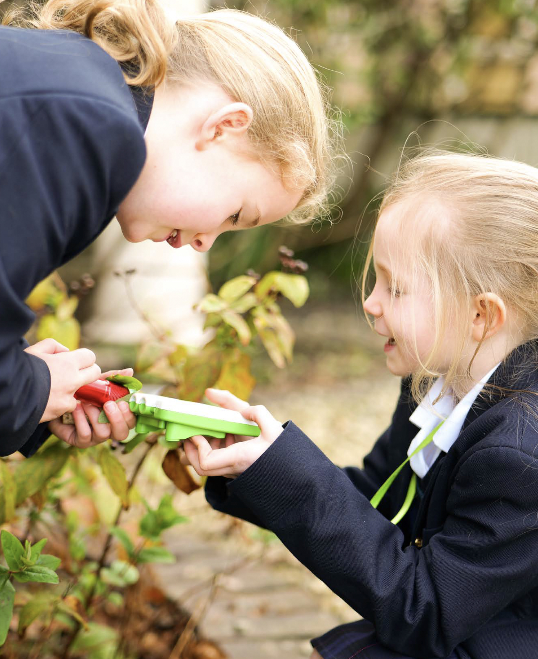 Haberdashers Prep 2 girls in garden